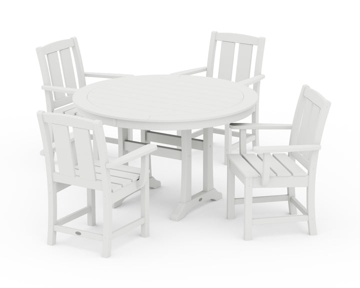 POLYWOOD® Mission 5-Piece Round Dining Set with Trestle Legs