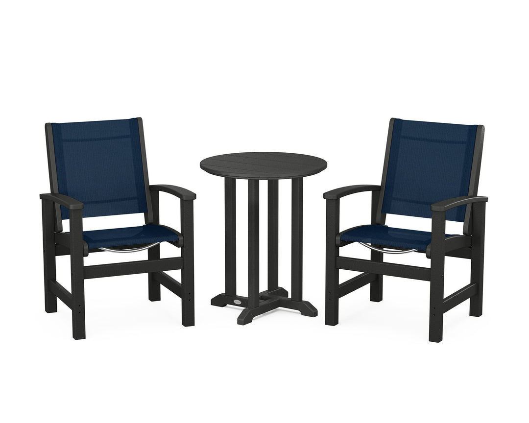 POLYWOOD® Coastal 3-Piece Round Bistro Dining Set