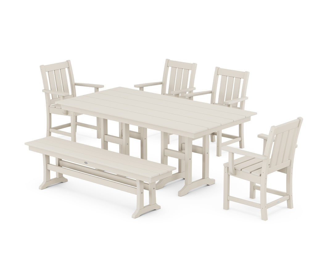 POLYWOOD® Oxford 6-Piece Farmhouse Dining Set with Bench
