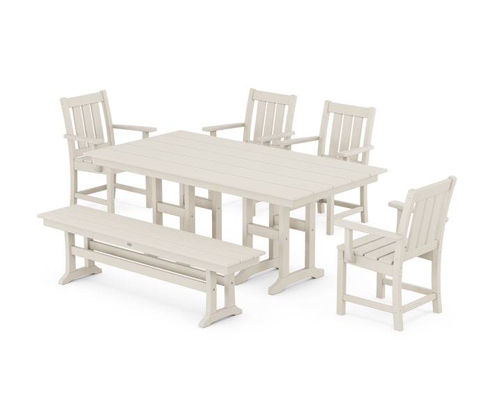 POLYWOOD® Oxford 6-Piece Farmhouse Dining Set with Bench