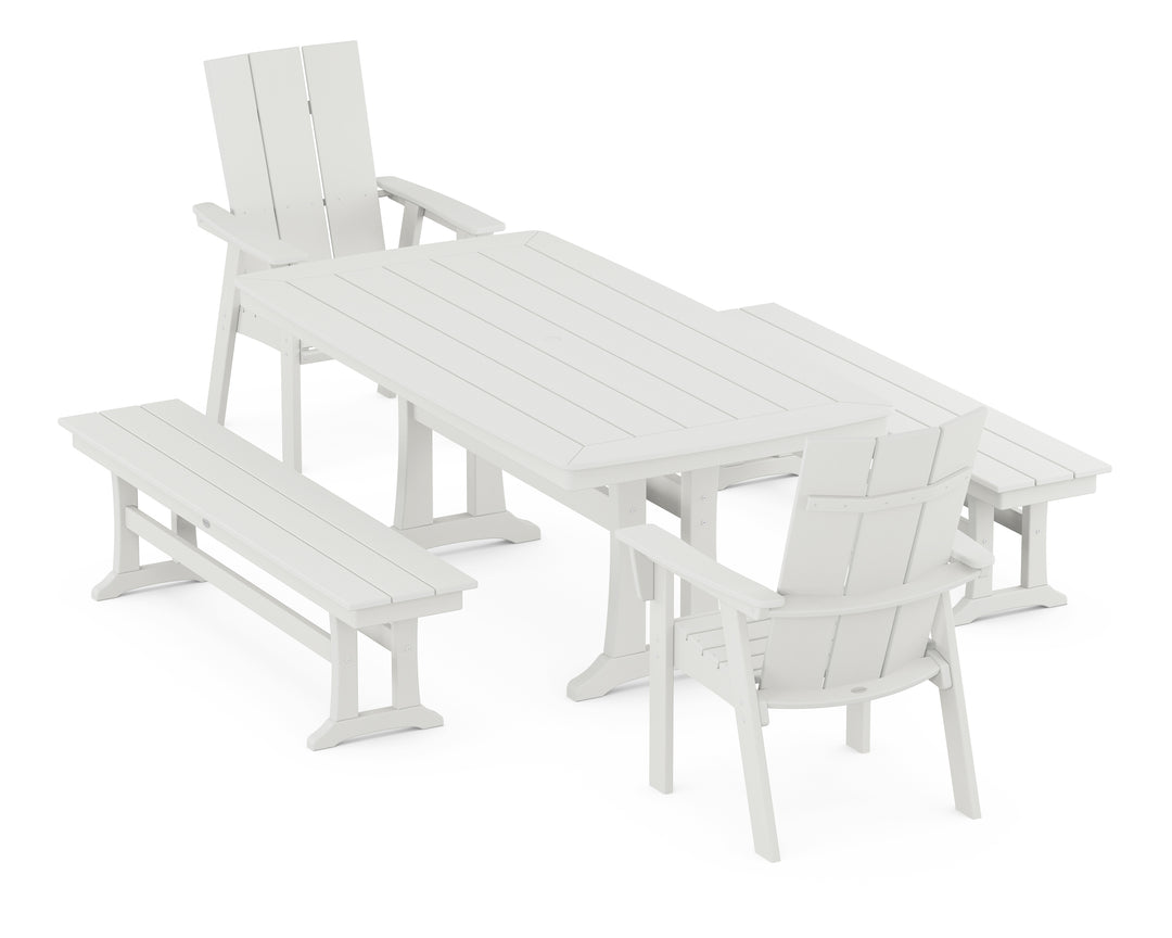 POLYWOOD® Modern Adirondack 5-Piece Dining Set with Nautical Dining Table with  Trestle Legs