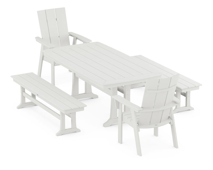 POLYWOOD® Modern Adirondack 5-Piece Dining Set with Nautical Dining Table with  Trestle Legs