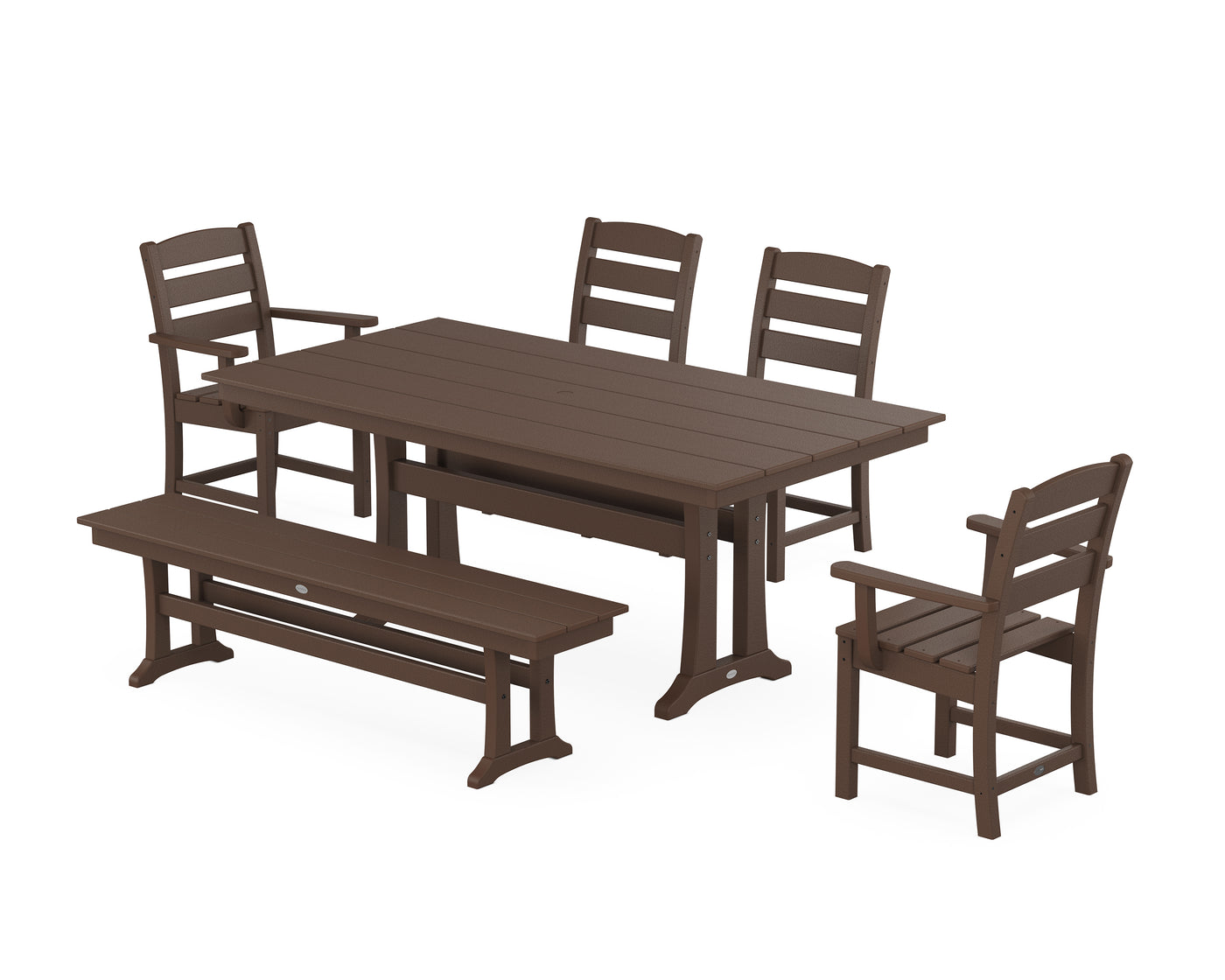 Lakeside 6-Piece Farmhouse Dining Set With Trestle Legs