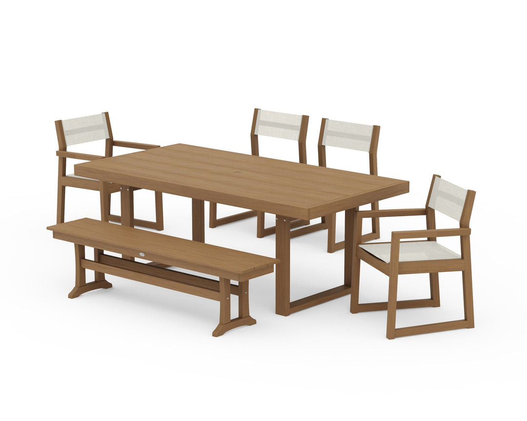 POLYWOOD® EDGE Sling 6-Piece Dining Set with Bench