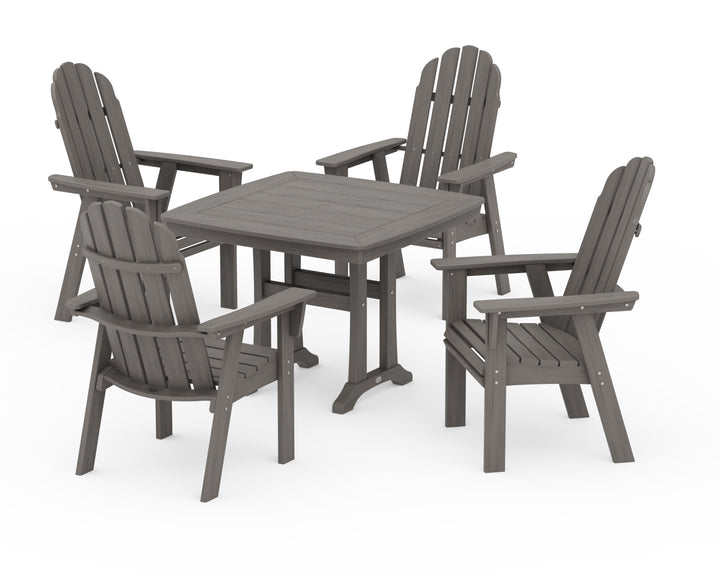 POLYWOOD® Vineyard Adirondack 5-Piece Dining Set with Trestle Legs