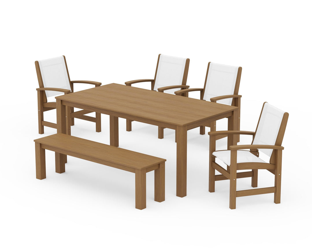 POLYWOOD® Coastal 6-Piece Parsons Dining Set with Bench