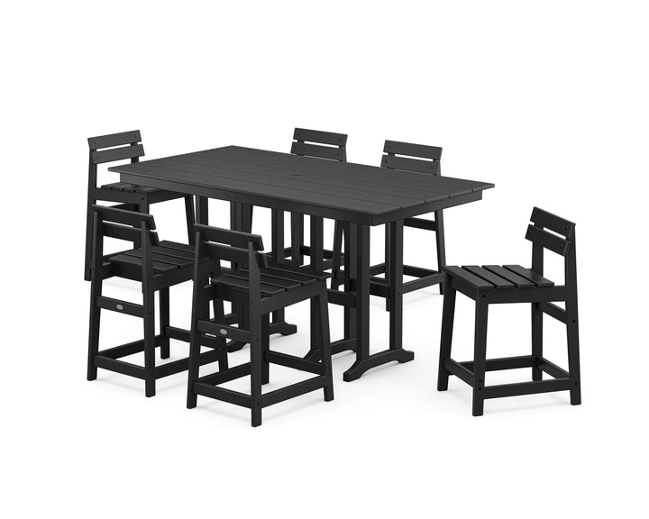 POLYWOOD® Modern Studio Plaza Lowback Counter Chair 7-Piece Set