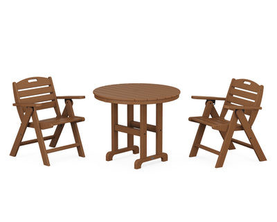 Nautical Folding Lowback Chair 3-Piece Round Dining Set