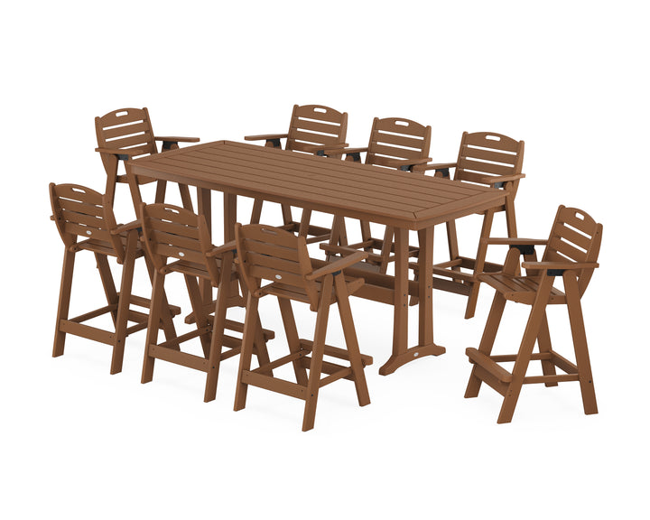 POLYWOOD® Nautical 9-Piece Bar Set with Trestle Legs