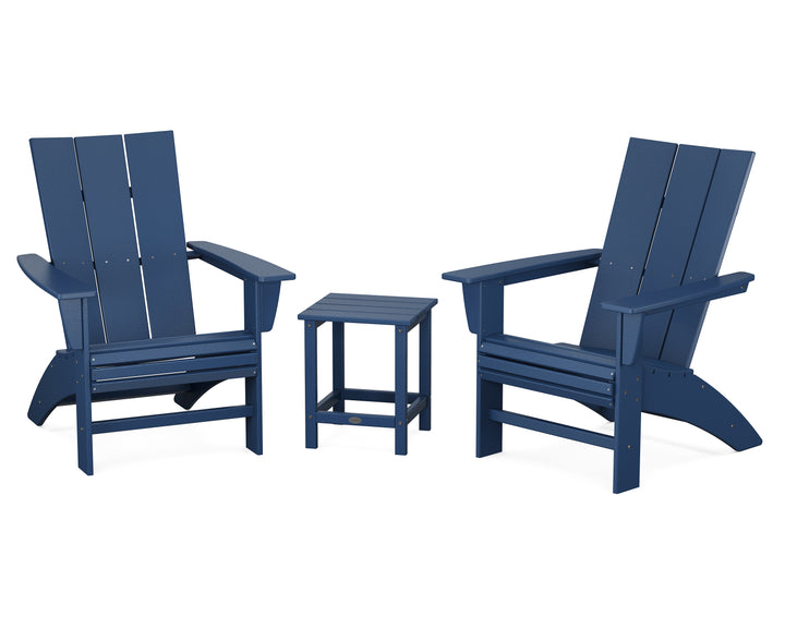 POLYWOOD® Modern 3-Piece Curveback Adirondack Set with Long Island 18" Side Table
