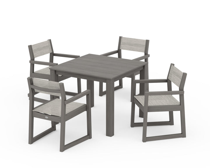 POLYWOOD® EDGE Sling Arm Chair 5-Piece Parsons Dining Set