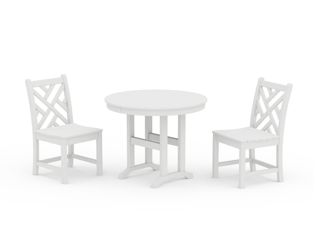 POLYWOOD® Chippendale Side Chair 3-Piece Round Dining Set