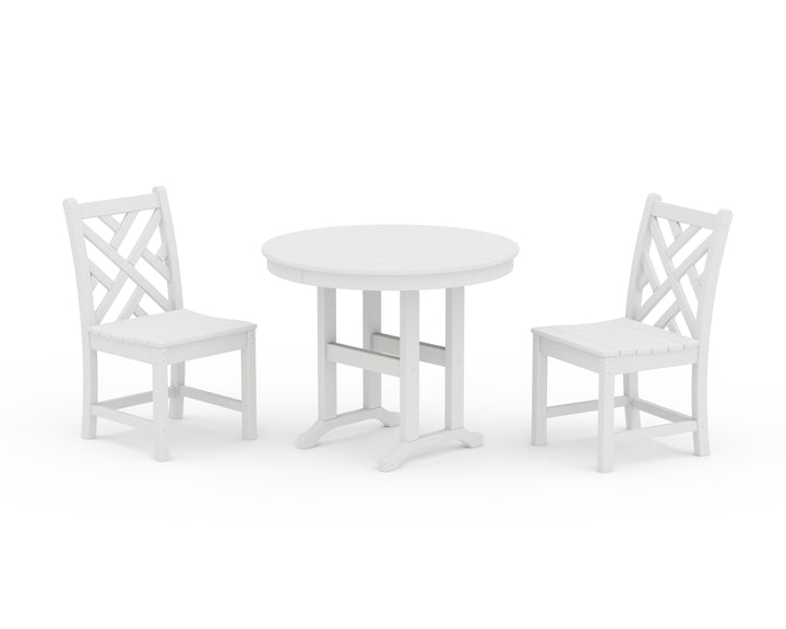 POLYWOOD® Chippendale Side Chair 3-Piece Round Dining Set
