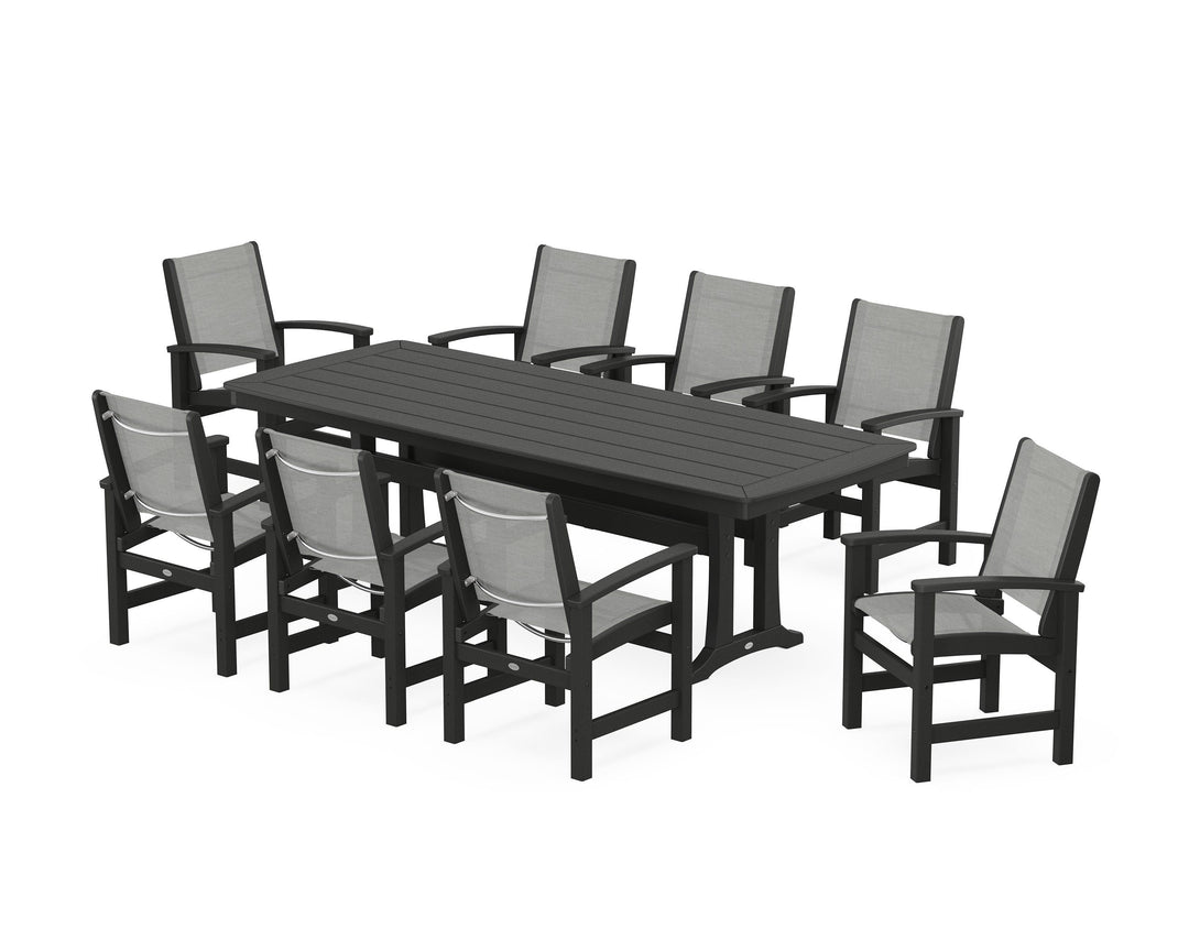 POLYWOOD® Coastal 9-Piece Dining Set with Trestle Legs