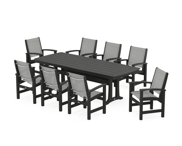 POLYWOOD® Coastal 9-Piece Dining Set with Trestle Legs