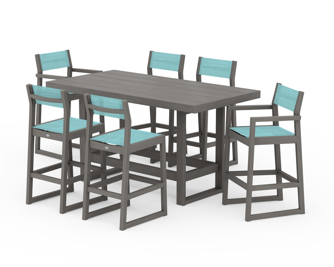 POLYWOOD® EDGE Sling 7-Piece Bar Table Set