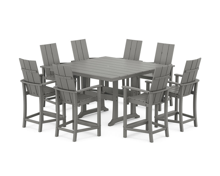 POLYWOOD® Modern Adirondack 9-Piece Farmhouse Trestle Counter Set
