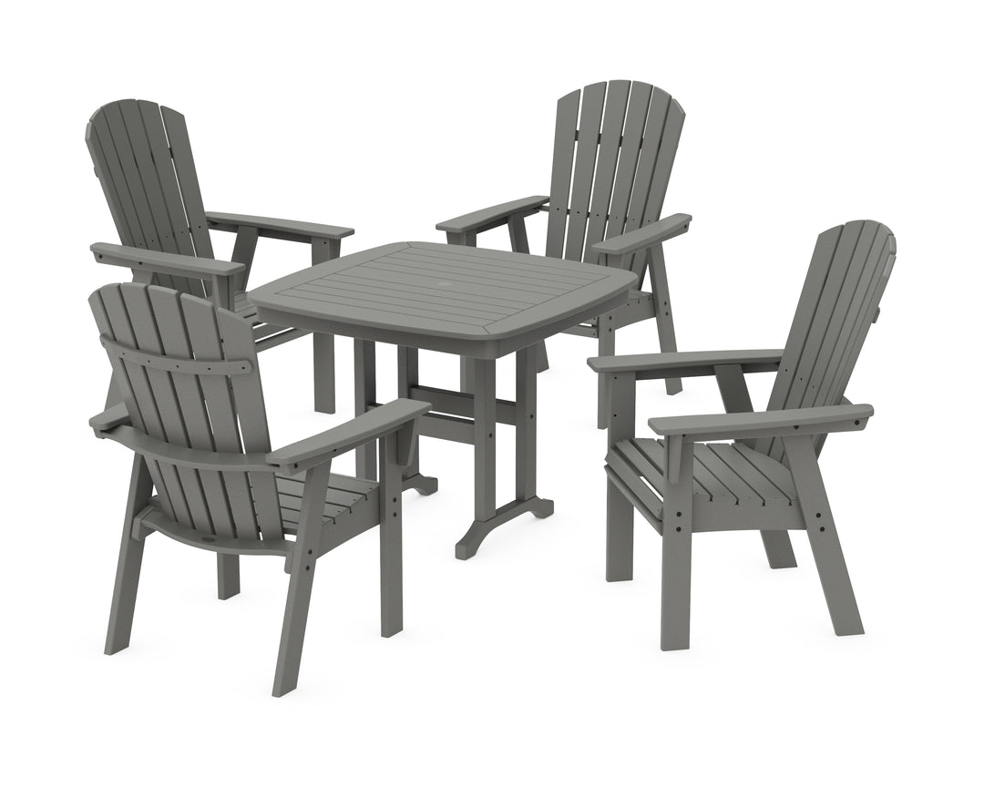 POLYWOOD® Nautical Curveback Adirondack 5-Piece Dining Set with Square Dining Table