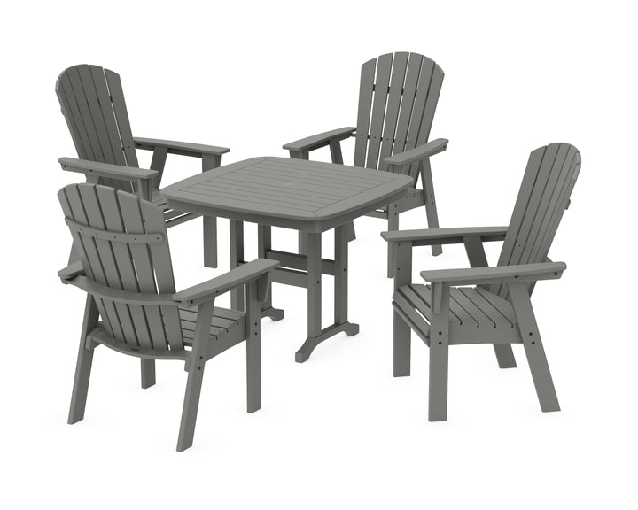 POLYWOOD® Nautical Curveback Adirondack 5-Piece Dining Set with Square Dining Table