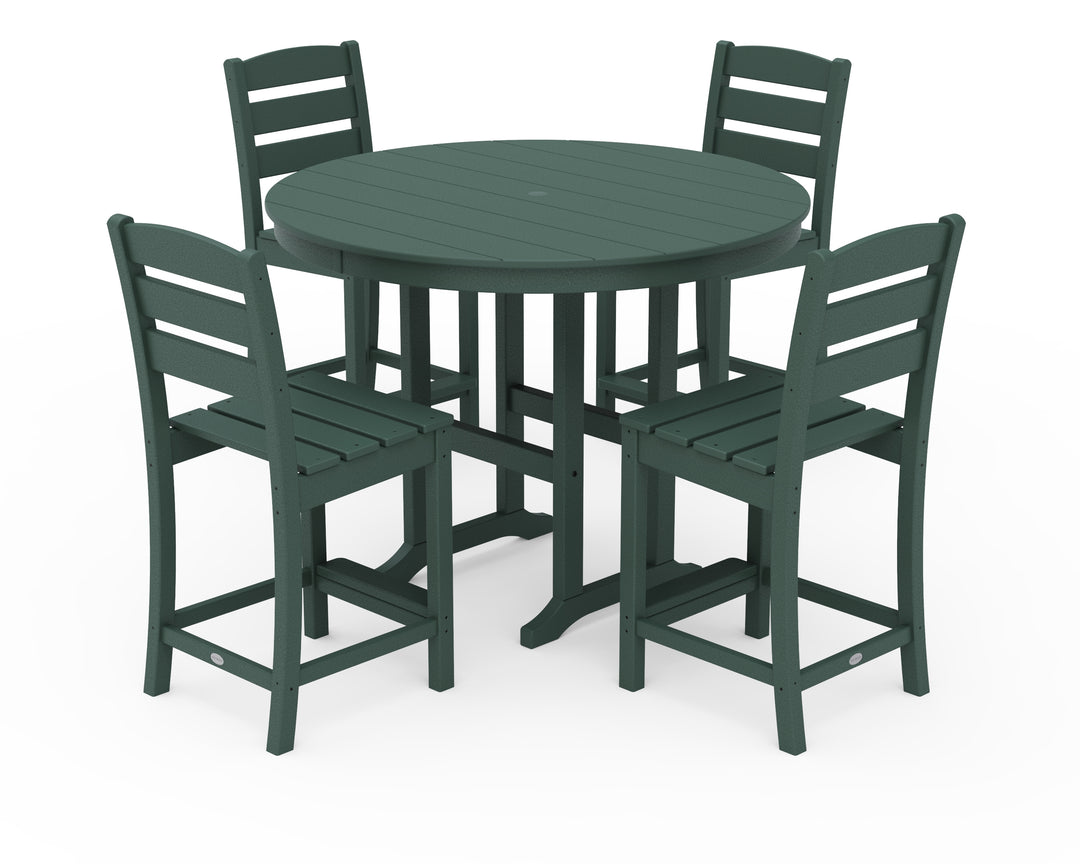 POLYWOOD® Lakeside 5-Piece Farmhouse Round Side Chair Counter  Set