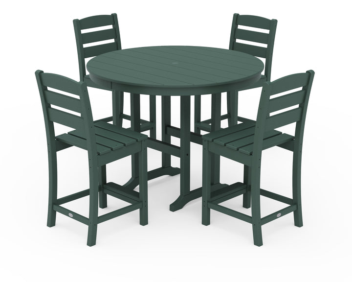 POLYWOOD® Lakeside 5-Piece Farmhouse Round Side Chair Counter  Set