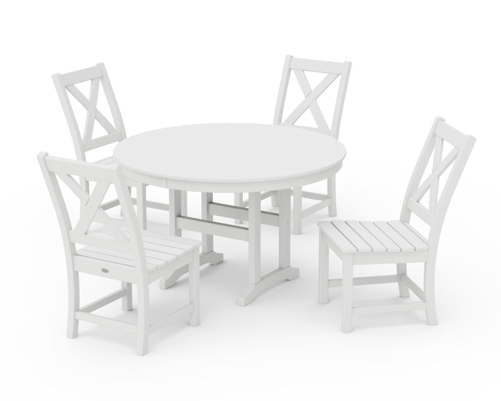 POLYWOOD® Braxton Side Chair 5-Piece Round Dining Set