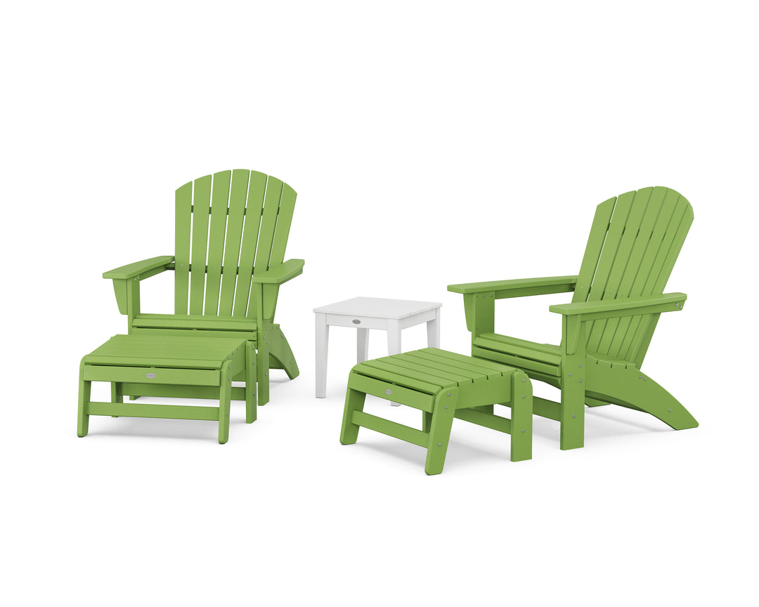 POLYWOOD® 5-Piece Nautical Grand Adirondack Set with Ottomans and Side Table