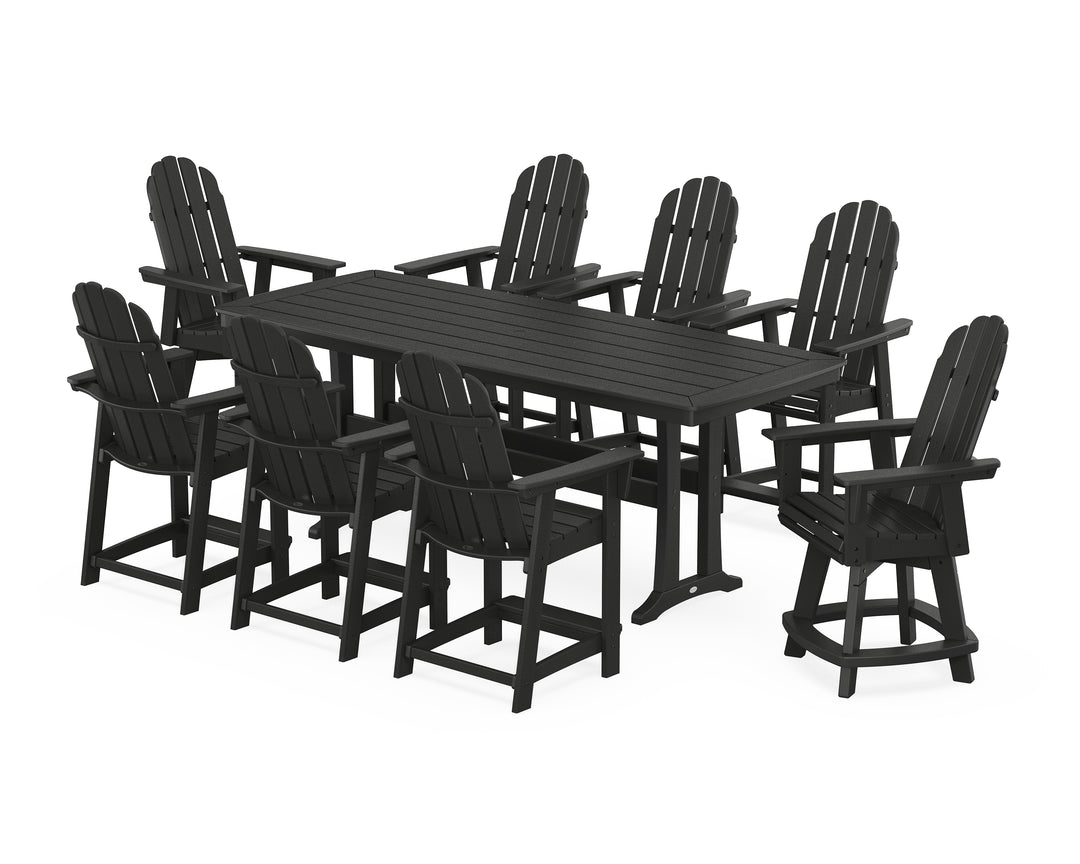 POLYWOOD® Vineyard Curveback Adirondack Swivel 9-Piece Counter Set with Trestle Legs