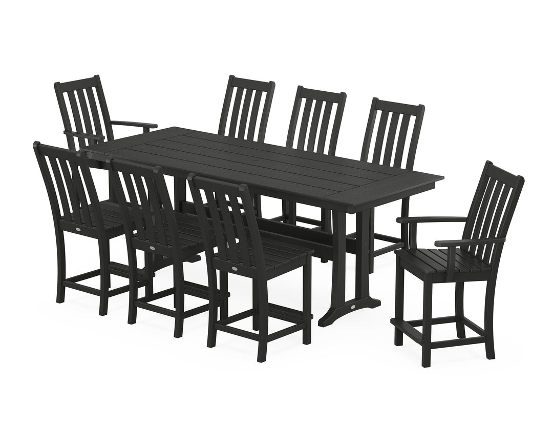 POLYWOOD® Vineyard 9-Piece Farmhouse Counter Set with Trestle Legs