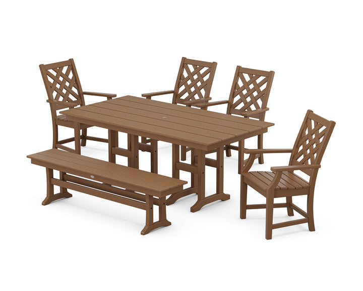 Country Living Wovendale 6-Piece Farmhouse Dining Set with Bench