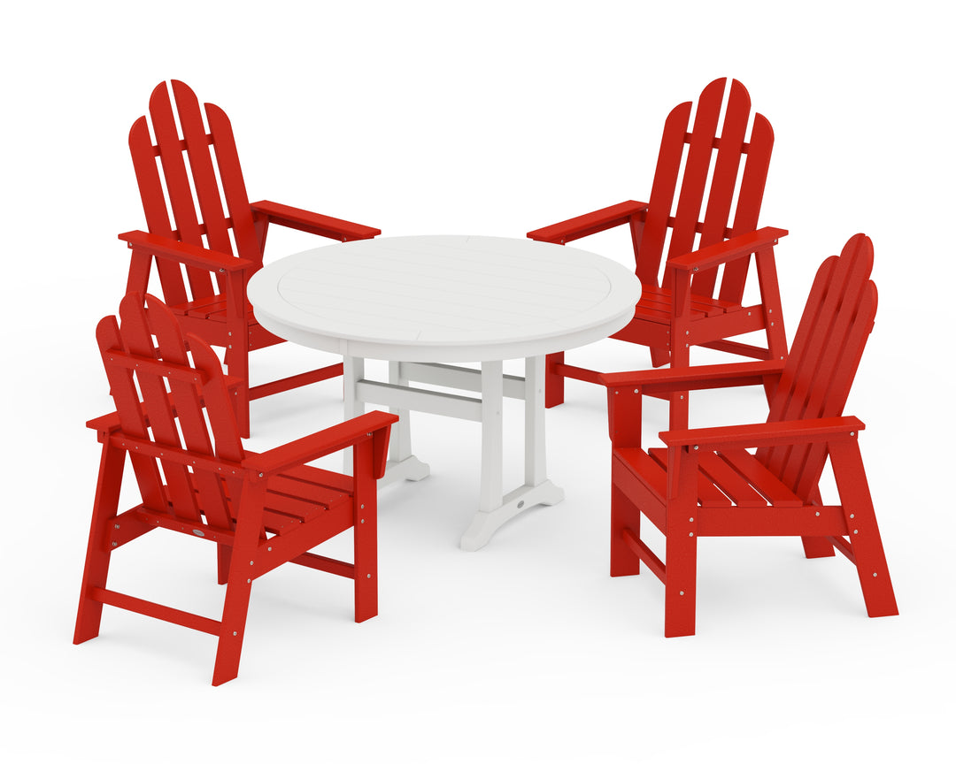 POLYWOOD® Long Island 5-Piece Round Dining Set with Trestle Legs