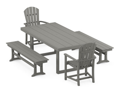 Palm Coast 5-Piece Dining Set with Benches