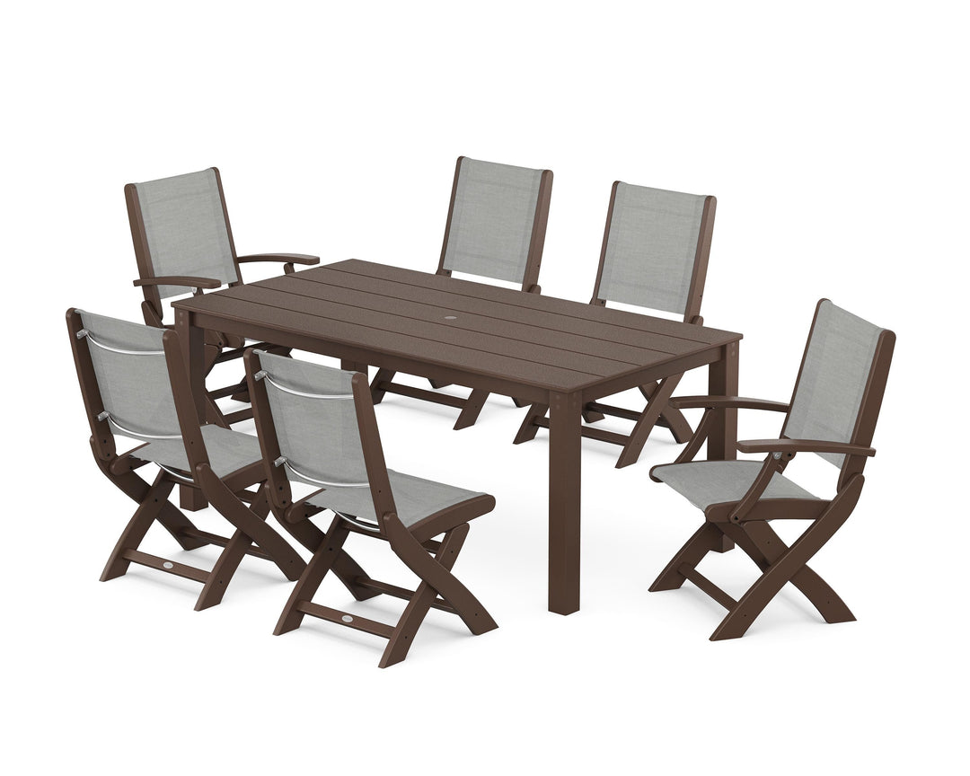 POLYWOOD® Coastal Folding Chair 7-Piece Parsons Dining Set