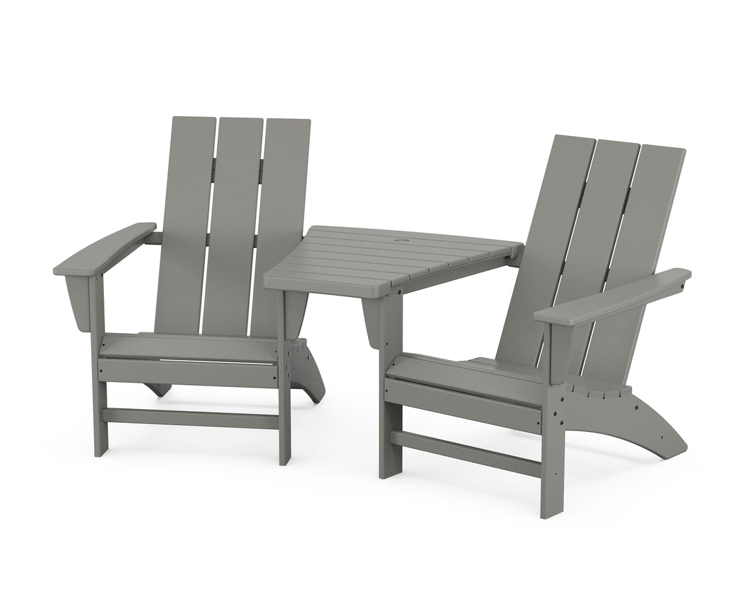 POLYWOOD® Modern 3-Piece Adirondack Set with Angled Connecting Table