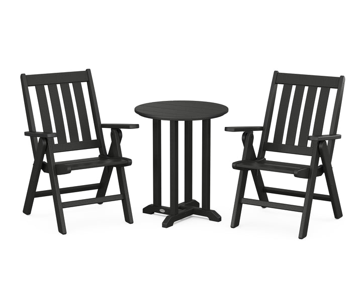 POLYWOOD® Vineyard Folding Chair 3-Piece Round Bistro Dining Set