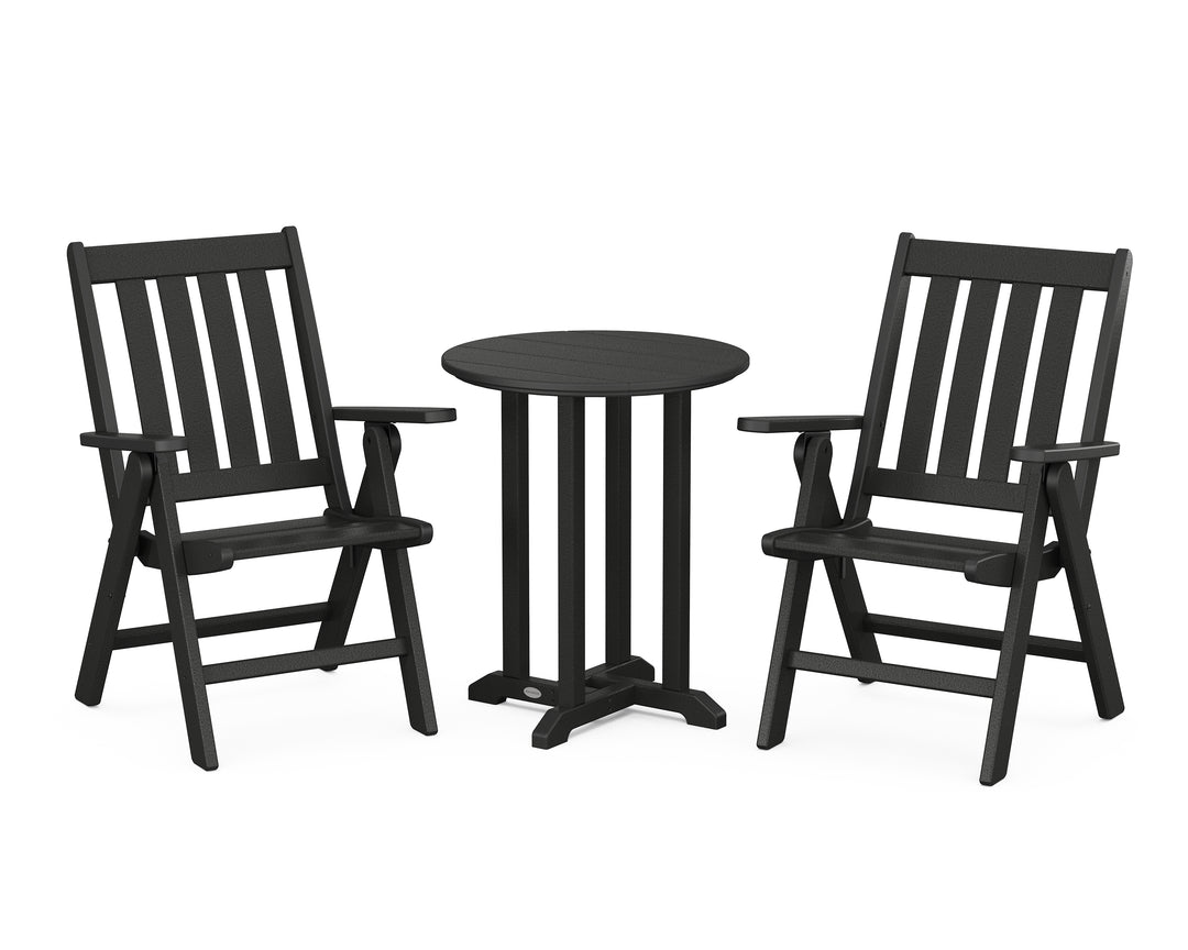 POLYWOOD® Vineyard Folding Chair 3-Piece Round Bistro Dining Set