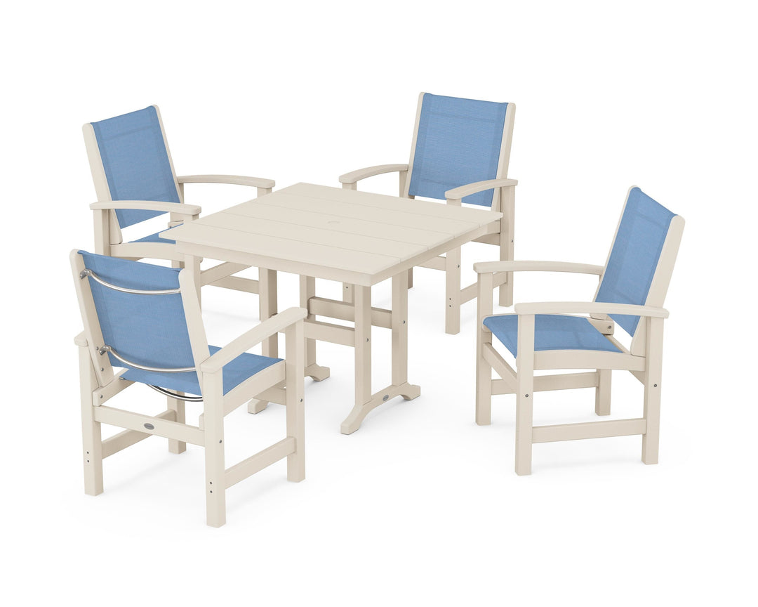 POLYWOOD® Coastal 5-Piece Farmhouse Dining Set