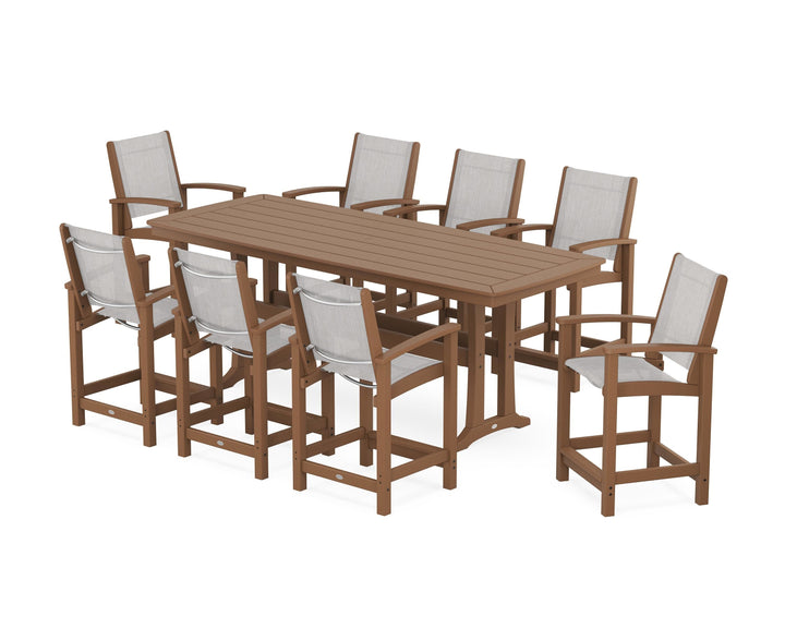 POLYWOOD® Coastal 9-Piece Counter Set with Trestle Legs