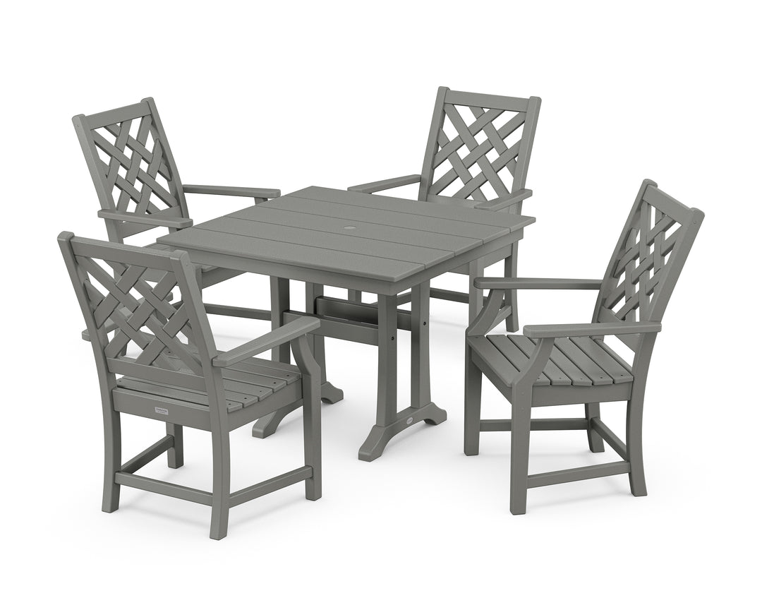 Country Living Wovendale 5-Piece Farmhouse Dining Set with Trestle Legs