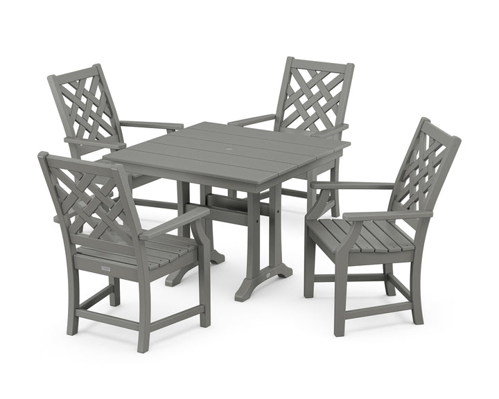 Country Living Wovendale 5-Piece Farmhouse Dining Set with Trestle Legs