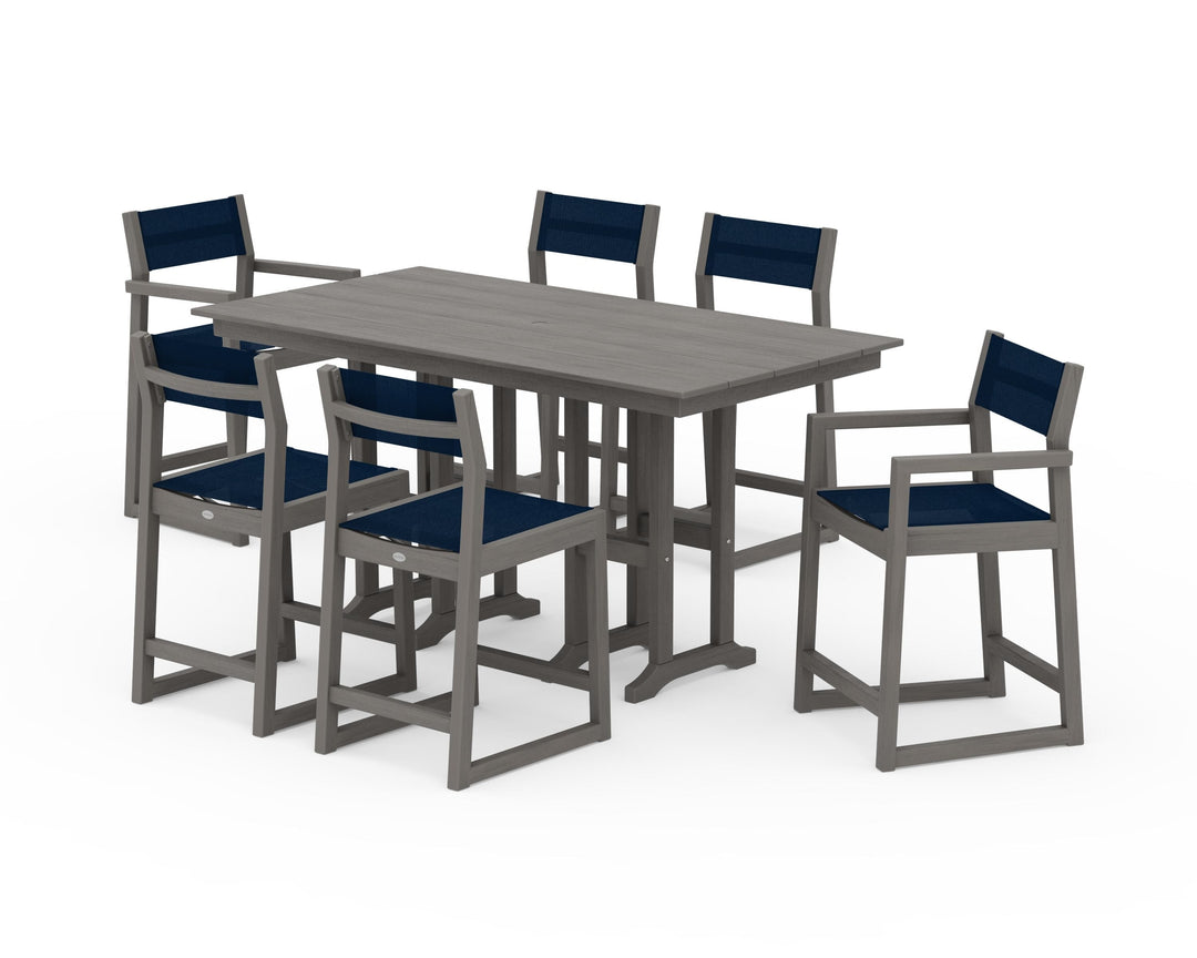 POLYWOOD® EDGE Sling 7-Piece Farmhouse Counter Set