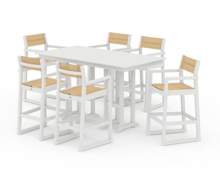 POLYWOOD® EDGE Sling Arm Chair 7-Piece Farmhouse Bar Set