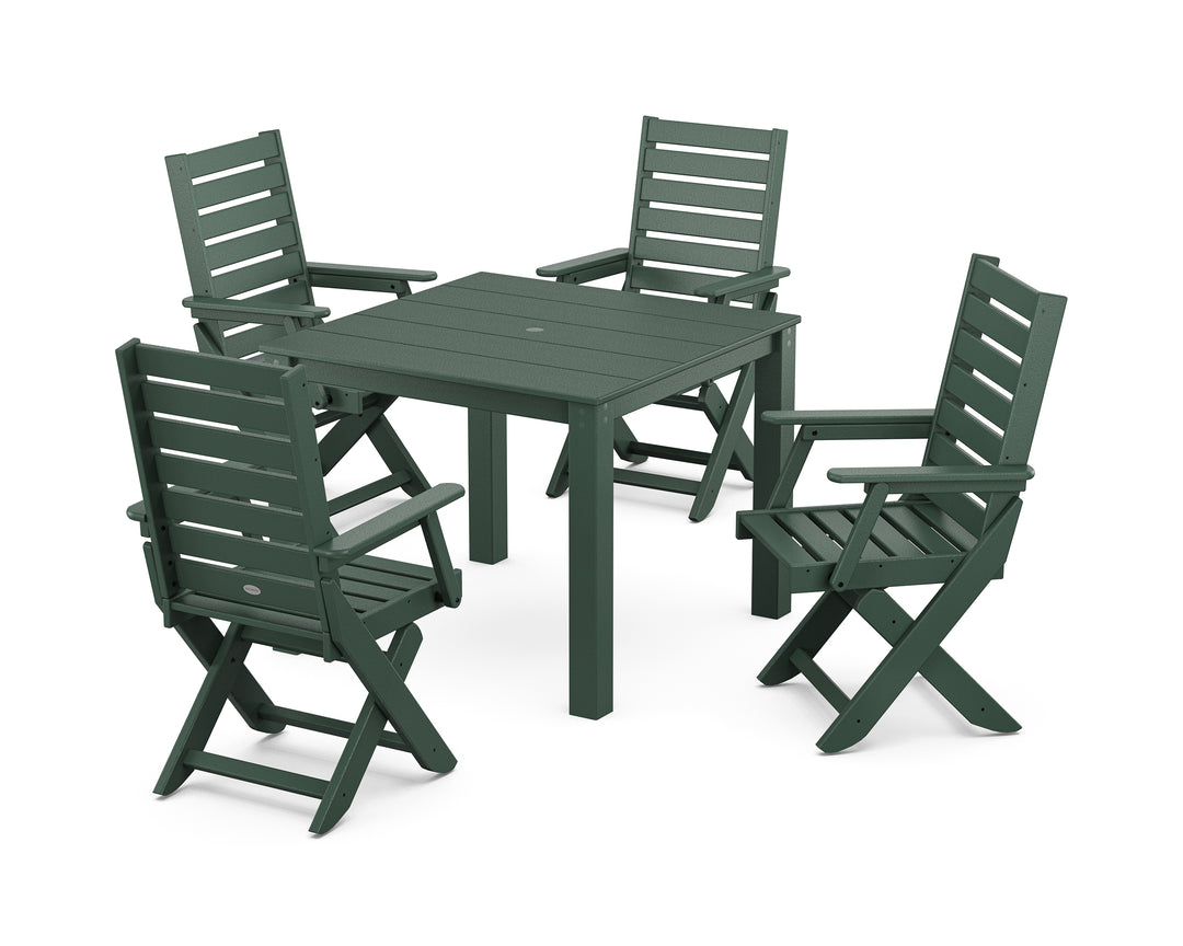 POLYWOOD® Captain Folding Chair 5-Piece Parsons Dining Set