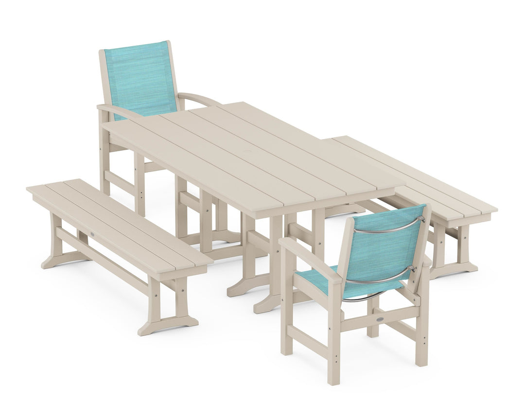 POLYWOOD® Coastal 5-Piece Farmhouse Dining Set