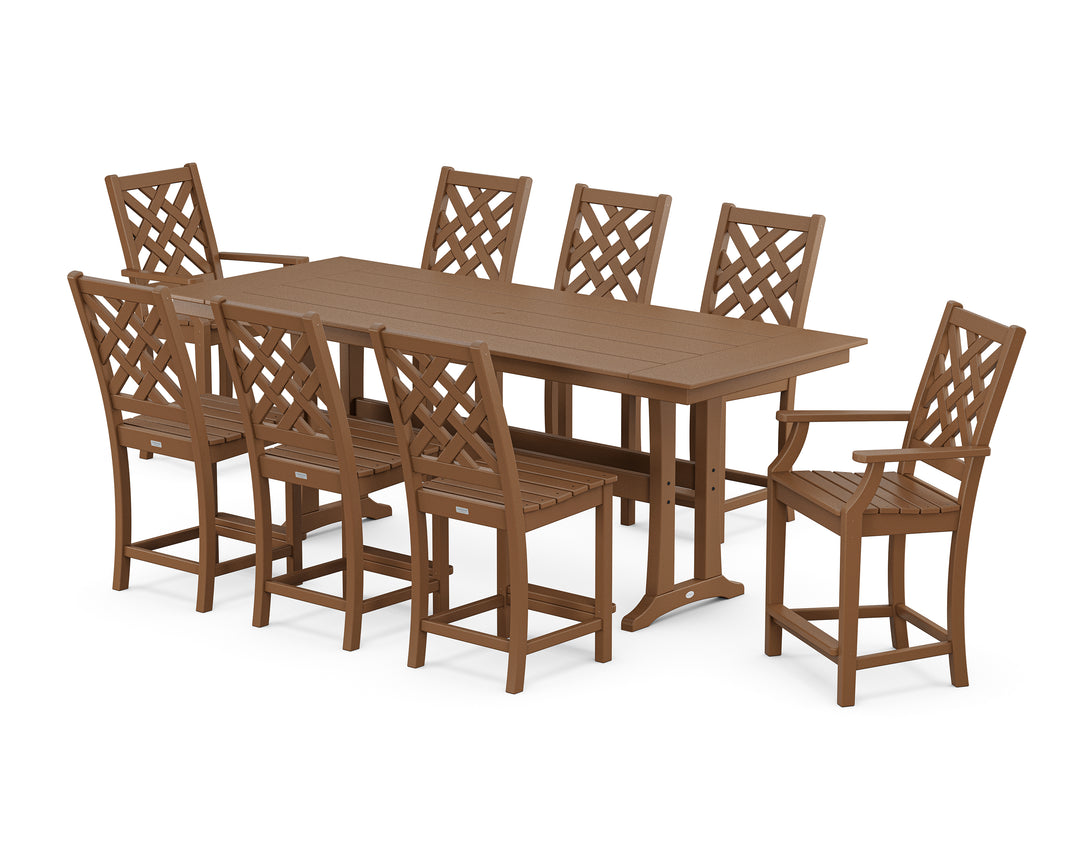Country Living Wovendale 9-Piece Farmhouse Counter Set with Trestle Legs