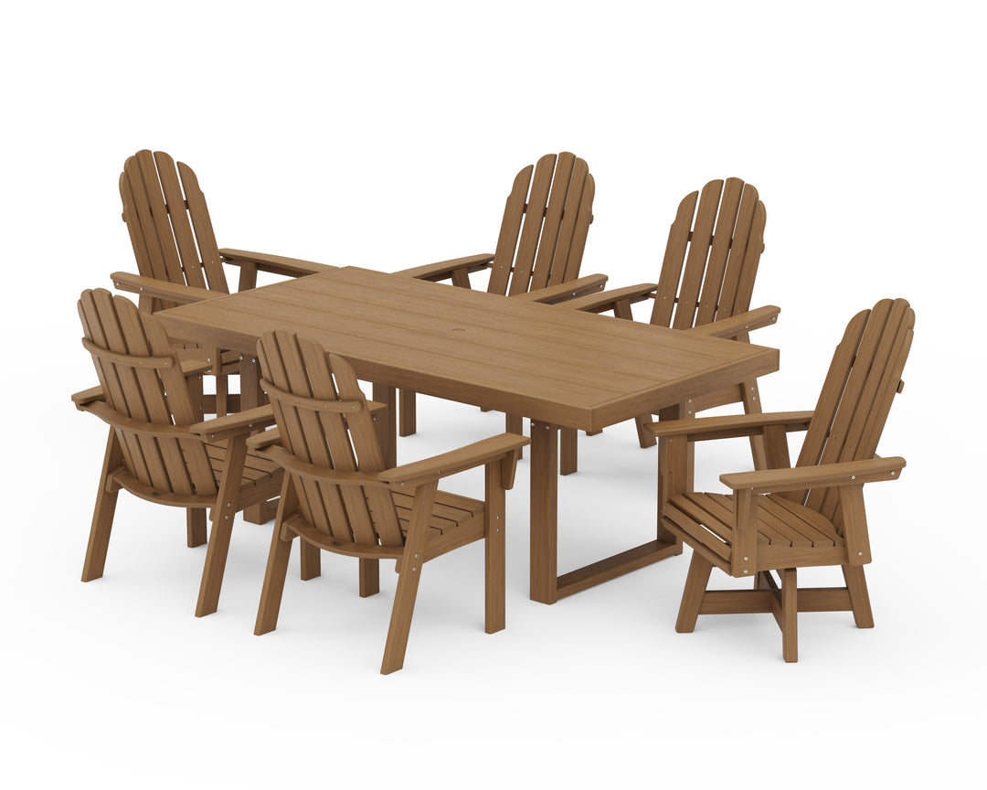 POLYWOOD® Vineyard Curveback Adirondack Swivel Chair 7-Piece Dining Set