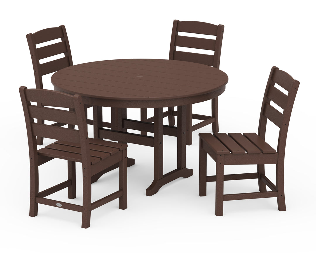 POLYWOOD® Lakeside 5-Piece Round Farmhouse Side Chair Dining Set