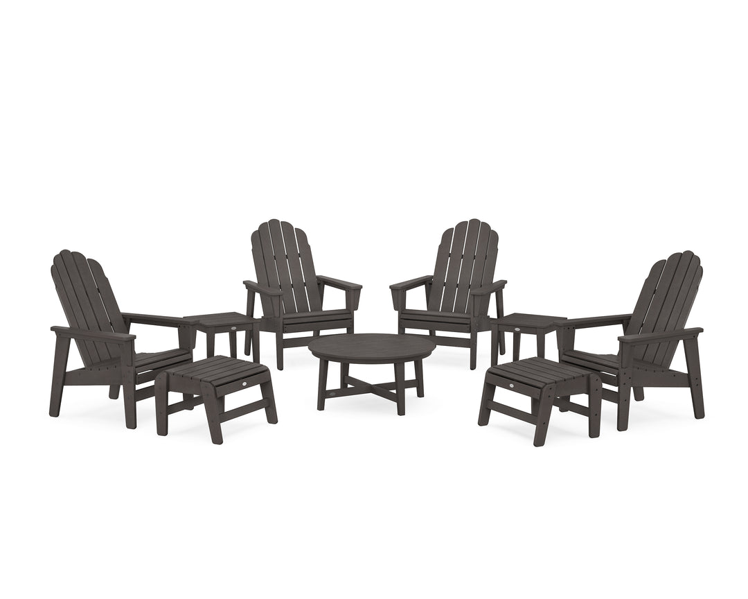 POLYWOOD® Vineyard Grand Upright Adirondack 9-Piece Conversation Set