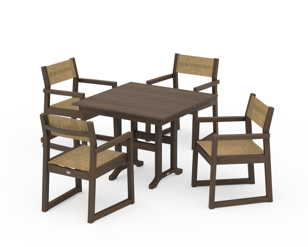 POLYWOOD® EDGE Sling Arm Chair 5-Piece Farmhouse Dining Set