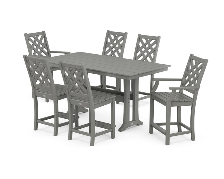 Country Living Wovendale 7-Piece Farmhouse Counter Set with Trestle Legs